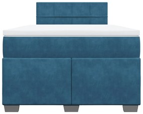 Cama boxspring com colchão 120x190 cm veludo azul-escuro