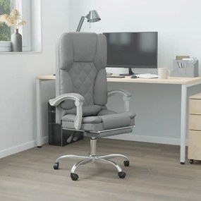 vidaXL Cadeira massagens escritório reclinável tecido cinzento-claro