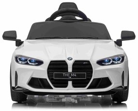 Carro elétrico para crianças BMW M4, controle remoto 2,4 GHz, entrada USB / Aux, suspensão, bateria 12V, luzes LED, motor 2 X, licença ORIGINAL Branco