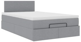 Cama otomana com colchão 120x200 cm tecido cinzento claro