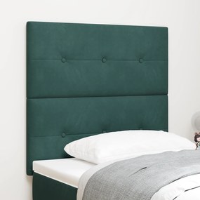 Cabeceira vidaXL Botão Estofada Verde Escuro 80 cm Veludo