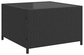 Sofá de jardim em forma de L c/ mesa e almofadões vime PE preto