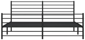 Estrutura de cama com cabeceira e pés 200x200 cm metal preto