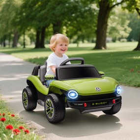 Carro Elétrico para Crianças Volkswagen E-Buggy Bateria 12V com Controlo Remoto 2,4 G Faróis LED Música USB 98x56,5x47 cm Verde