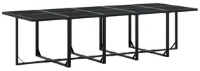 11 pcs conjunto de jantar p/ jardim c/ almofadões vime PE preto
