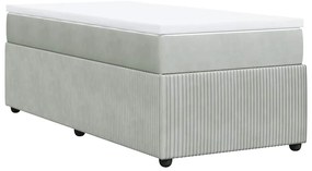 Cama com molas/colchão 100x200 cm veludo cinza-claro