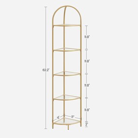 Estante de canto com 5 prateleiras 28 x 28 x 158 cm Dourada