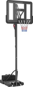 SPORTNOW Tabela de Basquetebol de Exterior com Altura Ajustável Suporte Rodas Base Recarregável e Bolsa de Peso 90x60x305 cm Preto | Aosom Portugal
