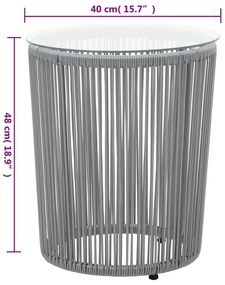 3 pcs conjunto de bistrô com almofadões vime PE cinzento