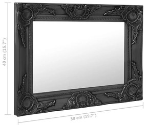 Espelho de parede estilo barroco 50x40 cm preto