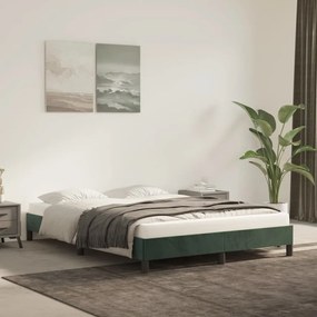 Estrutura de cama sem colchão 140x190 cm veludo verde-escuro
