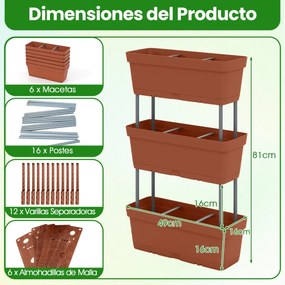 floreira de jardinagem, 6 peças, para vegetais, ervas aromáticas... castanho