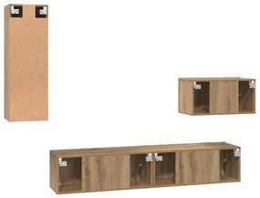 Gabinete de TV de Parede 4 pcs Carvalho Artesanal