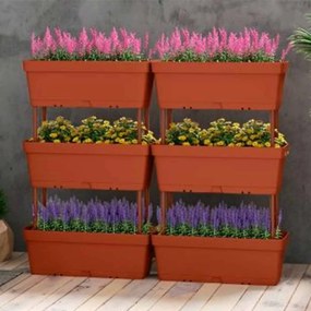 floreira de jardinagem, 6 peças, para vegetais, ervas aromáticas... castanho