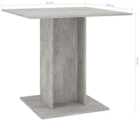 Mesa de jantar 80x80x75 cm contraplacado cinzento cimento