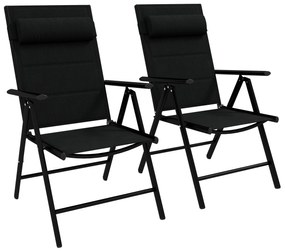 Outsunny Conjunto 2 Cadeiras Campismo Dobráveis Apoios Braços Terraço Leves Portáteis 54x67x108cm Preto Ébano | Aosom Portugal