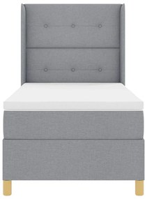Cama Box Spring com Colchão e Luz LED Cinza Claro 80x200 cm em Tecido