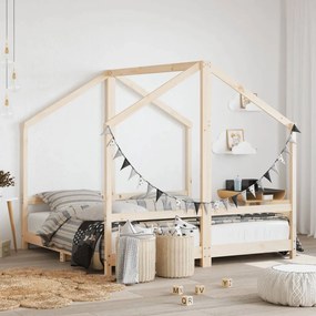 vidaXL Estrutura de cama infantil 2x(80x160) cm pinho maciço