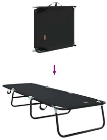 Espreguiçadeira Dobrável 2 pcs Portátil Preta 600D Tecido Oxford