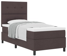 Cama Box Spring com Colchão Castanho Escuro Solteiro Tecido