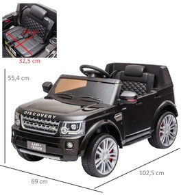 HOMCOM Carro Elétrico para Crianças acima de 3 Anos com Licença de Land Rover Controle Remoto Bateria de 12V e 2 Motores Velocidade de 3-5 km / h 102,5x69x55,4 cm preto