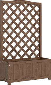 Outsunny Jardineira com Treliça Vaso para Flores para Plantas Trepadeiras Legumes Flores em Madeira Maciça 70x28x117 cm Café Escuro | Aosom Portugal
