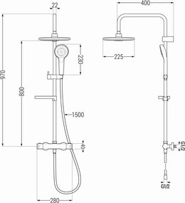 Mexen KX05 conjunto de chuveiro embutido com chuveiro de teto e torneira termostática, dourado/branco - 771500591-50
