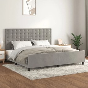 Estrutura de cama c/ cabeceira 200x200 cm veludo cinzento-claro