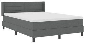Cama Box com Colchão Cinza Escuro 140x200 cm Tecido, Cabeceira com Des