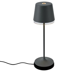 Candeeiro de Mesa Cinzento Escuro Incl. LED IP65 Recarregável com Estação de Carregamento - Bass Moderno