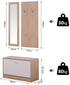 3 EM 1 Conjunto de Móveis de Entrada Corredor Conjunto de 3 peças Cabide Espelho Zapatero madeira