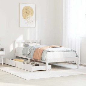 vidaXL Cama sem colchão 100x200 cm madeira de pinho maciça branco