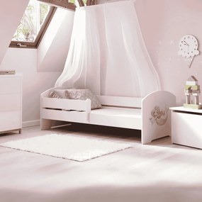 Cama infantil sereia branca LUK 160x80 com grades - colchão e estrado incluído