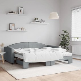 vidaXL Sofá-cama c/ gavetão e colchões 90x190 cm tecido cinzento-claro