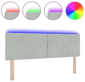 Cabeceira LED Blocos de Diamante Cinza Claro 144 cm em Veludo