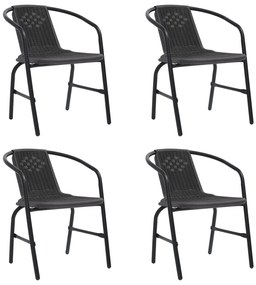 Cadeiras de jardim 4 pcs vime plástico e aço 110 kg