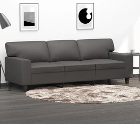 vidaXL Sofá de 3 lugares 180 cm couro artificial cinza