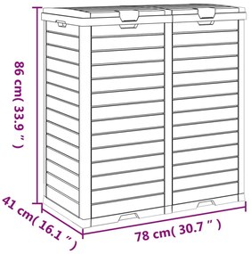 Caixote lixo exterior 78x41x86 cm polipropileno castanho-claro
