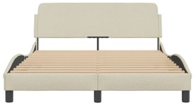 Estrutura de cama sem colchão 140x200 cm tecido cor creme