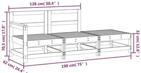 3 pcs conjunto lounge de jardim madeira de pinho impregnada