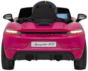 Carro elétrico para Crianças 12V Porsche Spyder RS 718 Com MP4, Rodas Espuma EVA, assento couro ecológico Carga até 30 kg Rosa