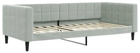 Sofá-cama c/ gavetão e colchões 90x200 cm veludo cinzento-claro