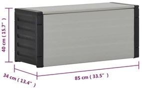 Cesto de resíduos para jardim 85x34x40 cm cinzento