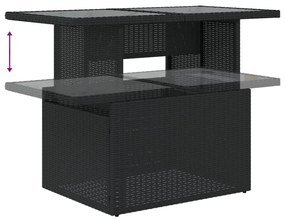 9 pcs conjunto de sofás p/ jardim c/ almofadões vime PE preto