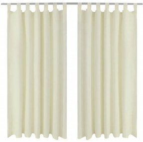 Cortinas de cetim com presilhas, 2 pcs, 140 x 245 cm, creme