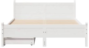 Cama sem colchão 150x200 cm madeira de pinho maciça branco