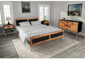 vidaXL Conj. móveis de quarto 4 pcs madeira acácia maciça 180x200 cm