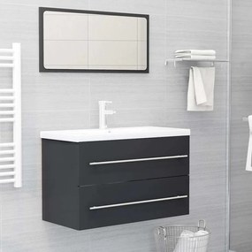 vidaXL 2 pcs conjunto móveis de casa de banho contraplacado cinzento