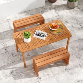Banco de madeira sem encosto para jardim 90 x 30 x 44 cm, com 2 lugares, capacidade de 200 kg, ideal para pátio, terraço, alpendre ou entrada Natural