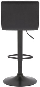 Banco de bar Jamie em veludo e com estrutura preta 41 x 87-107 x 49 cm Preto